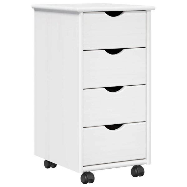 vidaXL Cabinet roulant 34 x 39 x 65 5 cm Bois de Pin Massif Blanc