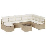 vidaXL Ensemble de canapé de jardin 8 Pièces Beige Poly rotin