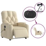 vidaXL Fauteuil inclinable de massage électrique crème tissu