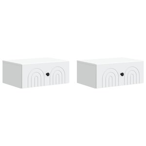 vidaXL Cabinet de chevet mural 2 Pièces Blanc 49 x 34 5 x 20 cm