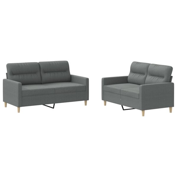 vidaXL Ensemble de canapés 2 Pièces avec coussins Gris foncé Tissu