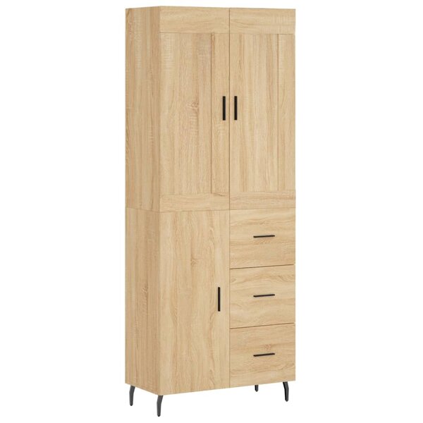vidaXL Buffet haut Chêne sonoma 69 5x34x180 cm Bois d'ingénierie
