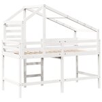 vidaXL Lit superposé et échelle et toit blanc 80x200cm bois pin massif