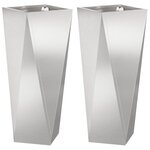 vidaXL Jardinière 2 Pièces Argent 30 x 30 x 75 cm Acier inoxydable