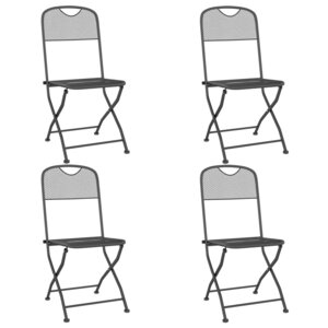 vidaXL Chaises pliables jardin lot de 4 Maille métallique Anthracite