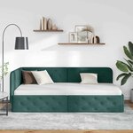 vidaXL Cadre de lit d'angle Vert foncé 100 x 200 cm tissu
