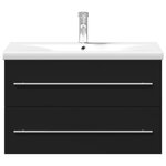 vidaXL Armoire lavabo de salle de bain avec bassin intégré noir