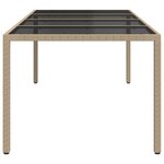 vidaXL Table de jardin Beige 250x100x75 cm Verre trempé et poly rotin