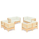 vidaXL Salon de jardin 8 Pièces avec coussins crème Bois de pin