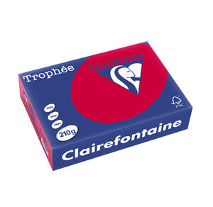 Ramette 250 Feuilles Papier 210g A4 210x297 mm Certifié FSC rouge groseille CLAIREFONTAINE