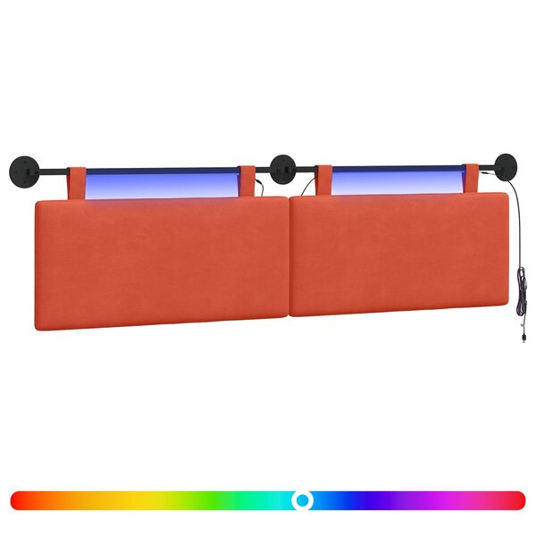 vidaXL Tête de lit suspendue Rouge orange Tissu en velours côtelé