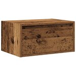 vidaXL Table de chevet murale avec lumières LED vieux bois