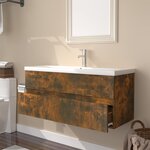 vidaXL Meuble lavabo avec bassin intégré Chêne fumé Bois d'ingénierie
