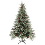 vidaXL Sapin de Noël avec pommes de pin Vert et blanc 120 cm PVC et PE