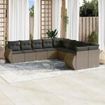 vidaXL Salon de jardin avec coussins 10 Pièces gris clair résine tressée