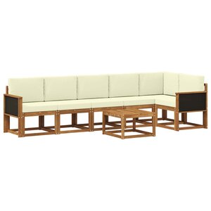 vidaXL Ensemble de canapés d'extérieur 7 pc Naturel et Crème Polyester
