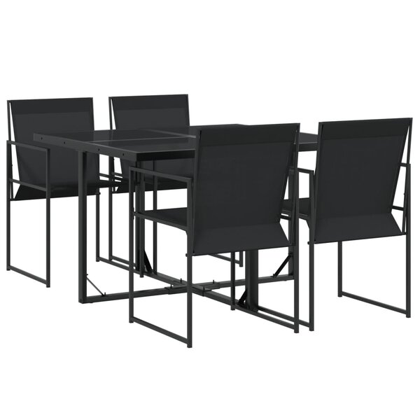 vidaXL Ensemble à manger de jardin 5 Pièces noir textilène