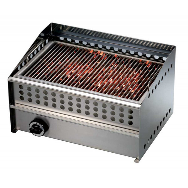 Grill de table double en inox grillade charcoal au gaz - grill 'stone gs3 -  -