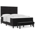 vidaXL Lit box spring avec matelas et banc noir 140x200 cm en velours