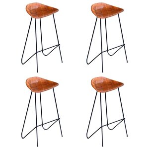 vidaXL Chaises de bar lot de 4 marron cuir véritable