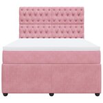 vidaXL Sommier à lattes de lit avec matelas Rose 140x200 cm Velours
