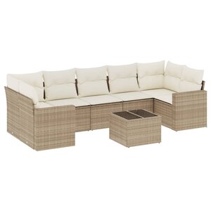 vidaXL Salon de jardin avec coussins 8 Pièces beige résine tressée