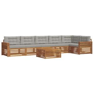 vidaXL Ensemble de canapés d'extérieur 7 Pièces Gris Naturel et Clair