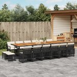 vidaXL Ensemble à manger de jardin 17 Pièces coussins noir résine tressée