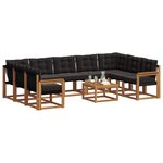 vidaXL Ensemble de canapés d'extérieur 10 Pièces Naturel et Noir