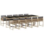 vidaXL Ensemble à manger de jardin et coussins 11 Pièces mélange beige