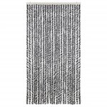 vidaXL Rideau anti-mouches gris et noir et blanc 100x200 cm chenille