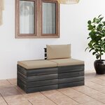 Vidaxl salon palette de jardin 2 pièces avec coussins bois de pin massif