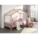 Dallas Lit cabane 90X200cm Naturel + Tente textile Papillon