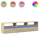 vidaXL Meuble TV mural avec LED chêne sonoma 180x31x45 cm