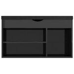 vidaXL Banc à chaussures et coussin Noir brillant Bois d'ingénierie