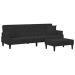vidaXL Canapé-lit à 2 places et oreillers et repose-pied noir velours