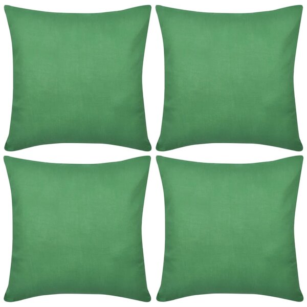 vidaXL Housses de coussin 4 Pièces Coton Vert 80x80 cm