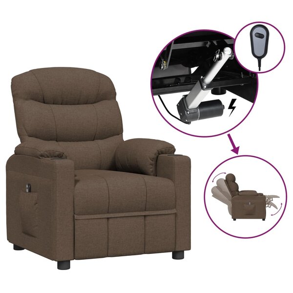 vidaXL Fauteuil inclinable électrique Marron Tissu