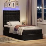 vidaXL Cadre de lit ottoman avec matelas noir 90x200 cm velours