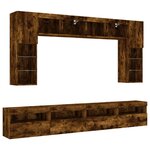 vidaXL Ensemble de meubles TV muraux 8 Pièces et lumières LED chêne fumé