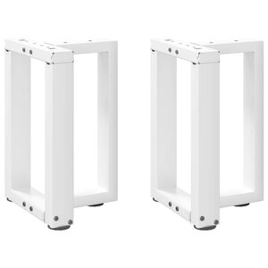 vidaXL Pieds de table basse en T  2 pièces  blanc  28 x 25 x (42-43) cm  acier