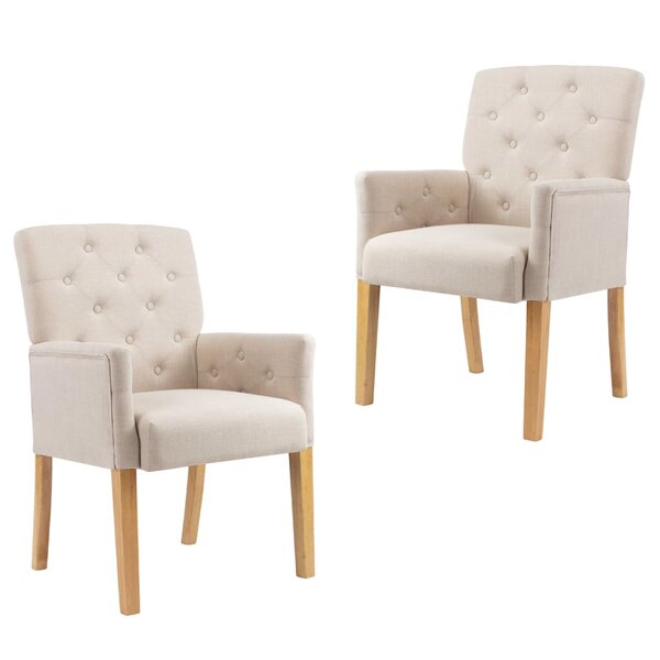 vidaXL Chaises à manger avec accoudoirs lot de 2 beige tissu