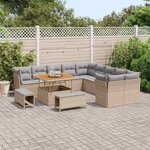 vidaXL Ensemble de canapé de jardin 13 Pièces Beige polyrotin