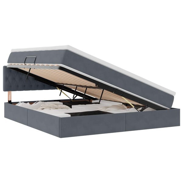 vidaXL Lit de Rangement Gris foncé 160 x 200 cm Velours