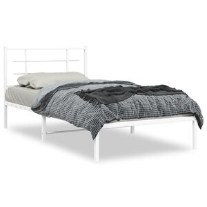vidaXL Cadre de lit métal sans matelas et tête de lit blanc 107x203 cm