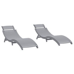vidaXL Chaises longues lot de 2 gris 184x55x64 cm bois massif acacia