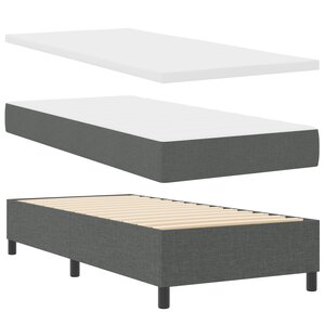 vidaXL Lit à Sommier avec Matelas & Banc Gris Foncé 90x190 cm Tissu