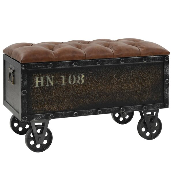 Banc banquette de rangement 80 5 x 41 x 50 cm bois massif et similicuir marron 02_0021245