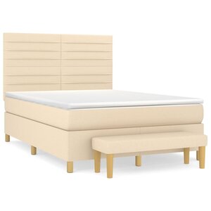 vidaXL Sommier à lattes de lit avec matelas Crème 140x200 cm Tissu
