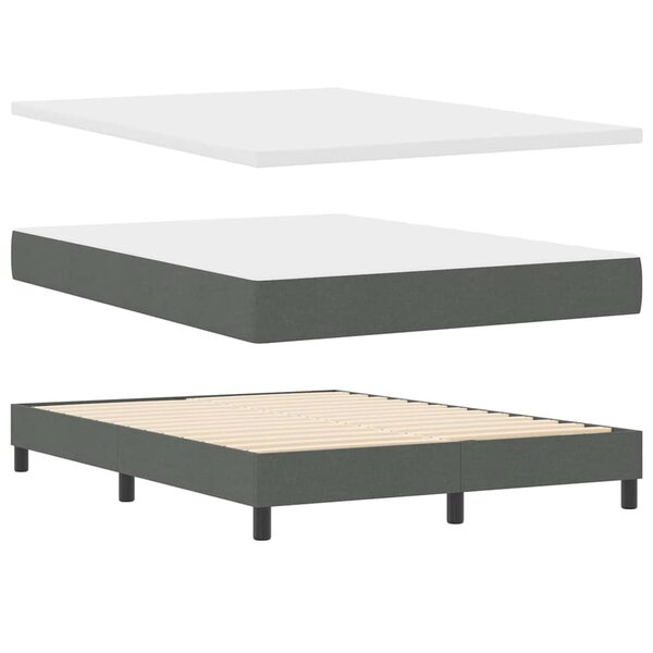 vidaXL Lit à ressorts avec matelas Gris foncé 140 x 190 cm tissu